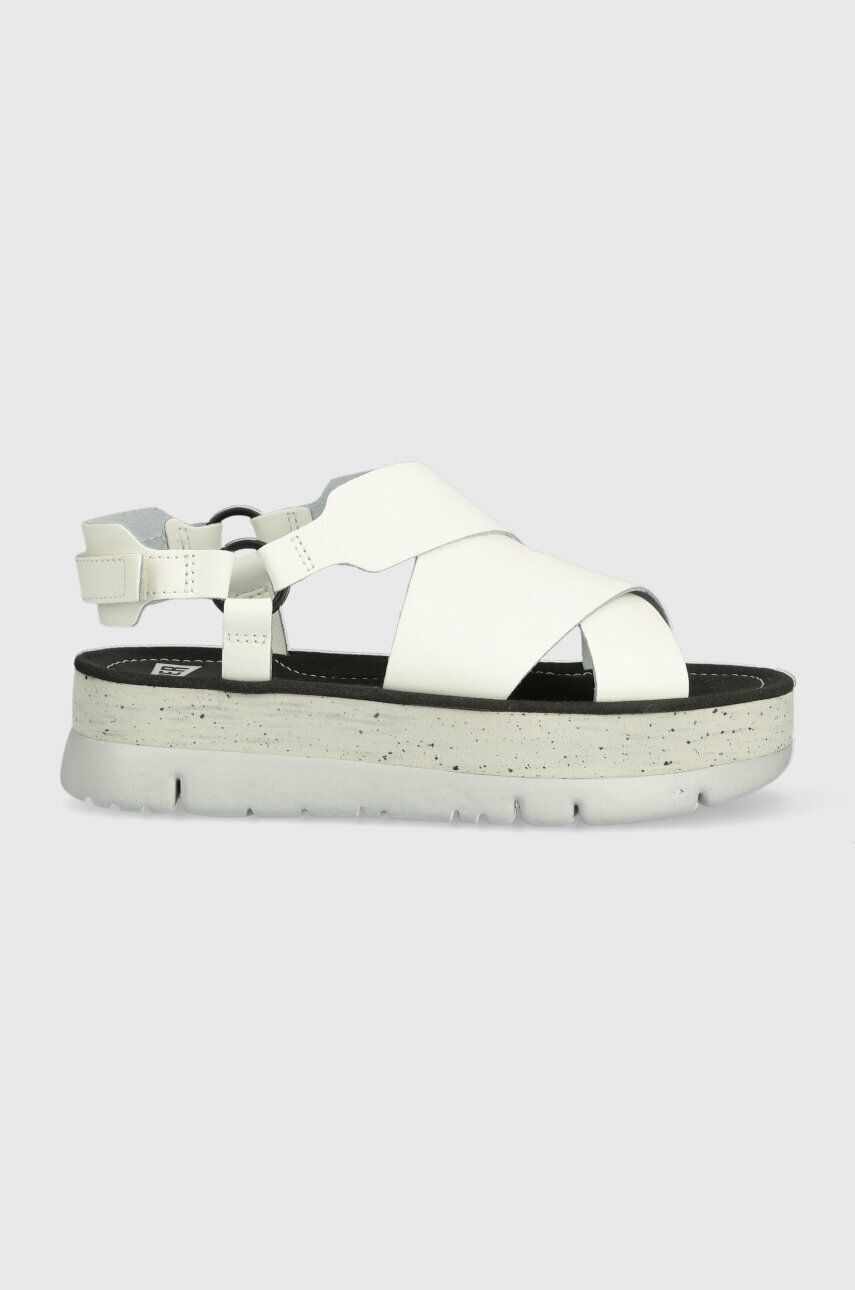Camper sandale de piele Oruga Up femei, culoarea alb, cu platforma, K201399.002