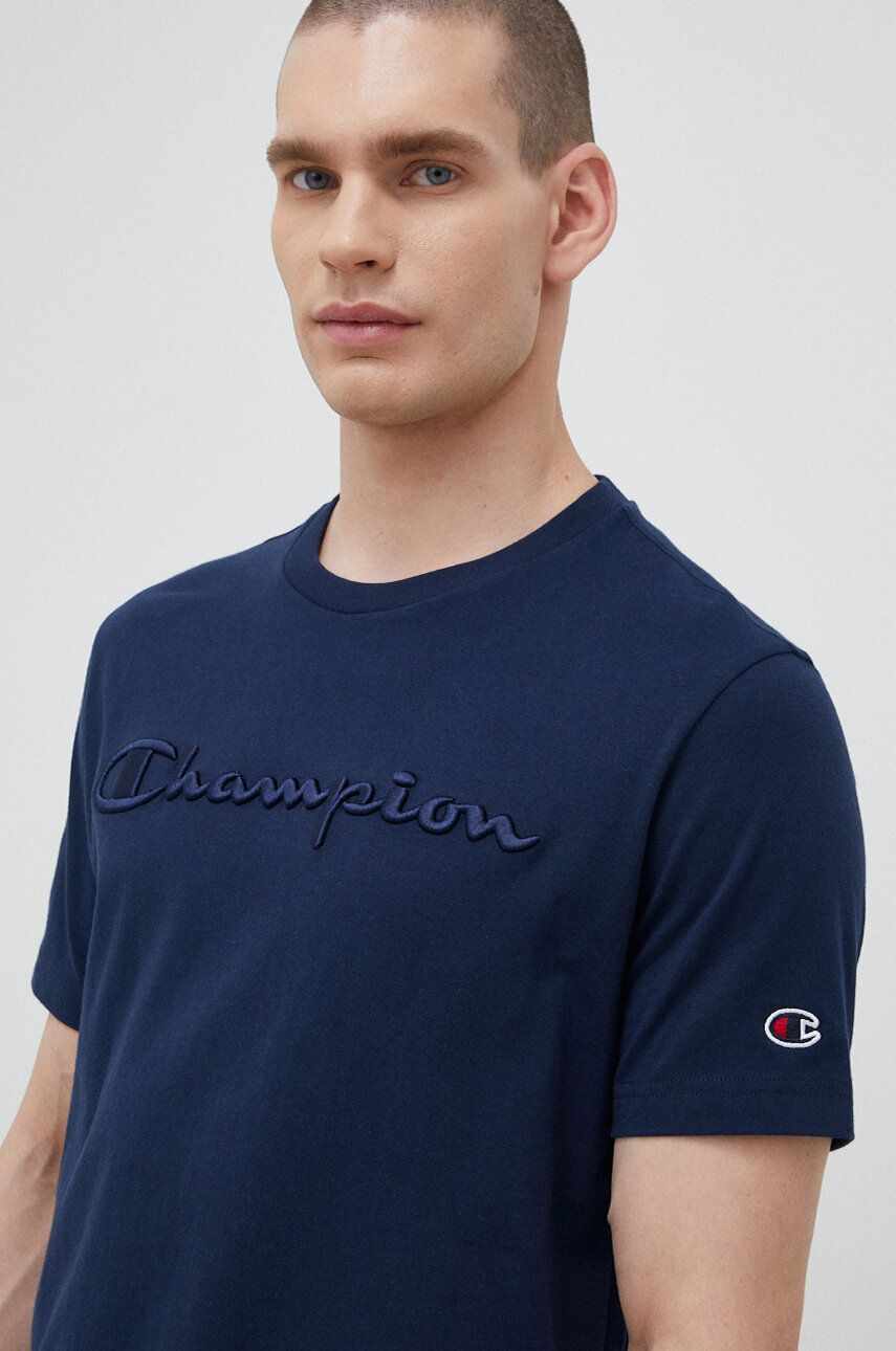 Champion tricou din bumbac culoarea albastru marin, neted
