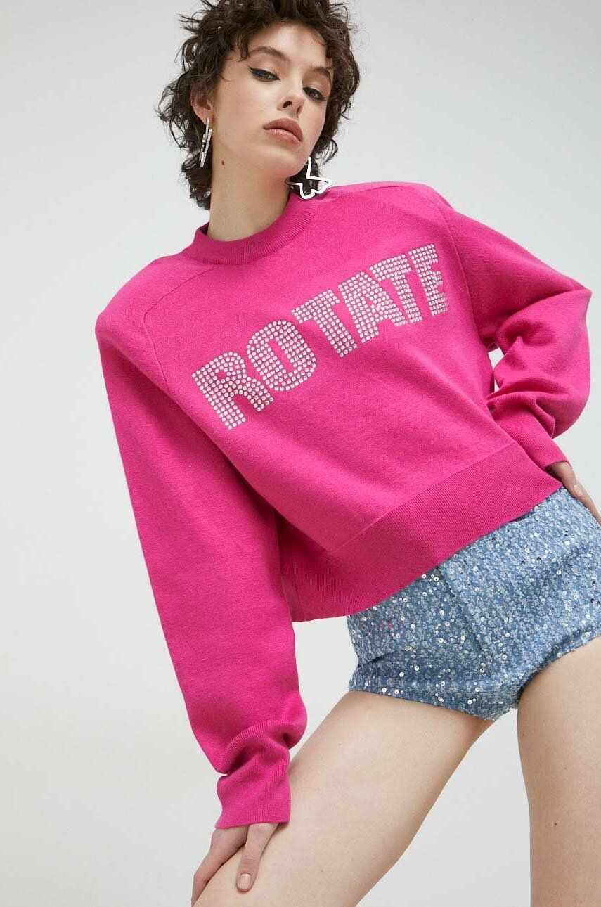 Rotate pulover din amestec de casmir culoarea roz