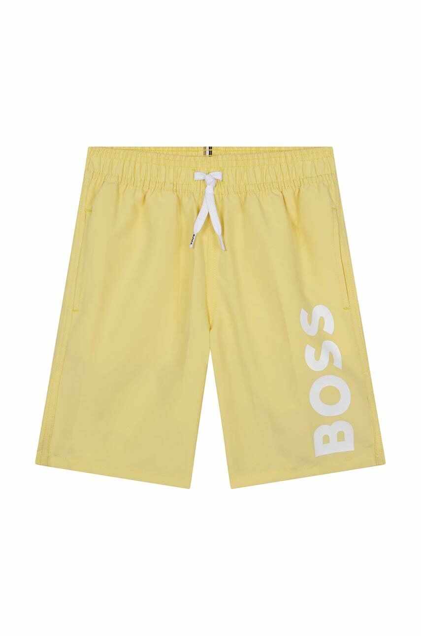 BOSS pantaloni scurti de baie copii culoarea galben