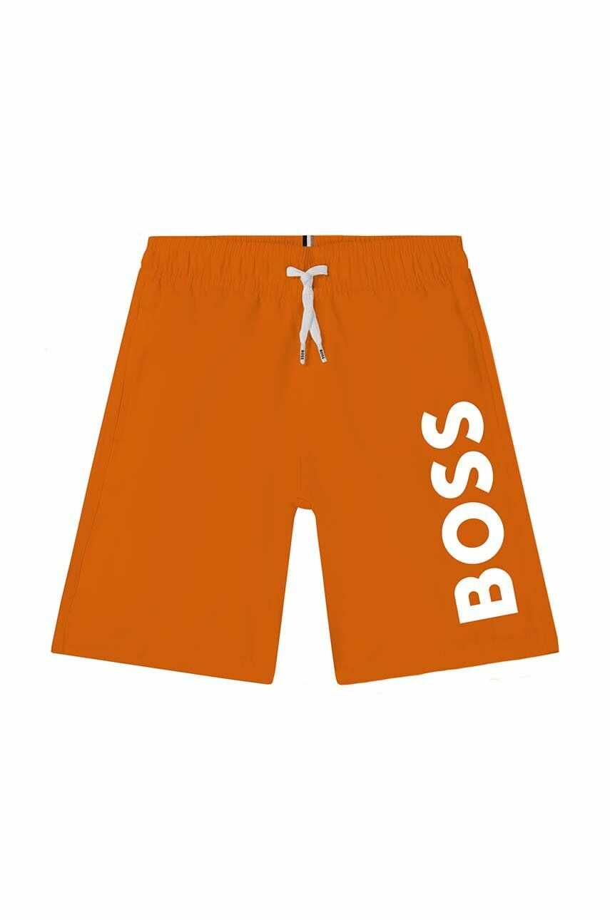 BOSS pantaloni scurti de baie copii culoarea portocaliu