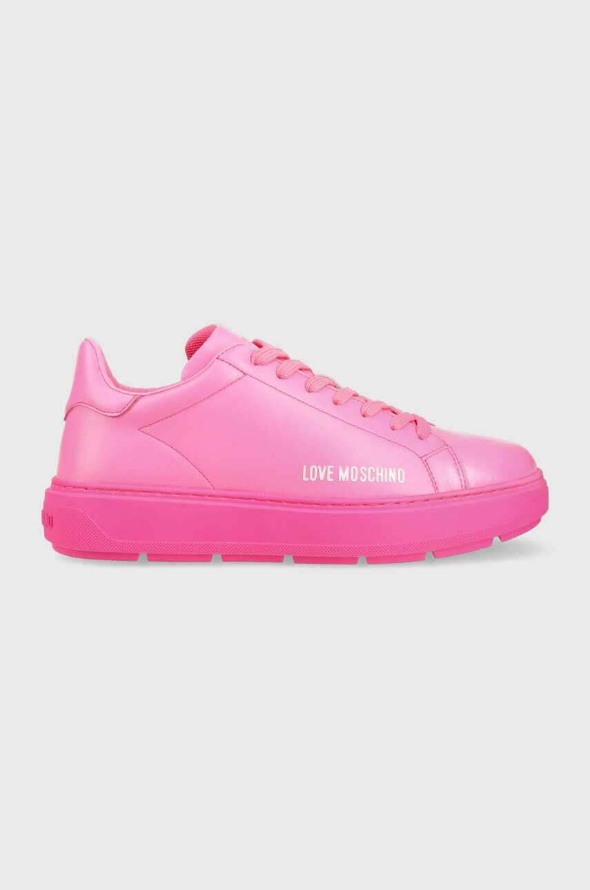 Love Moschino sneakers din piele Sneakerd Bold 40 culoarea roz, JA15304G1G