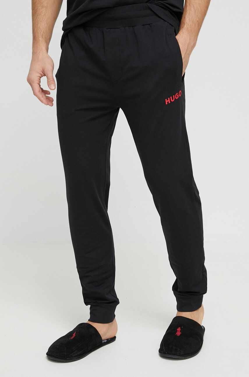 HUGO pantaloni de trening barbati, culoarea negru, neted