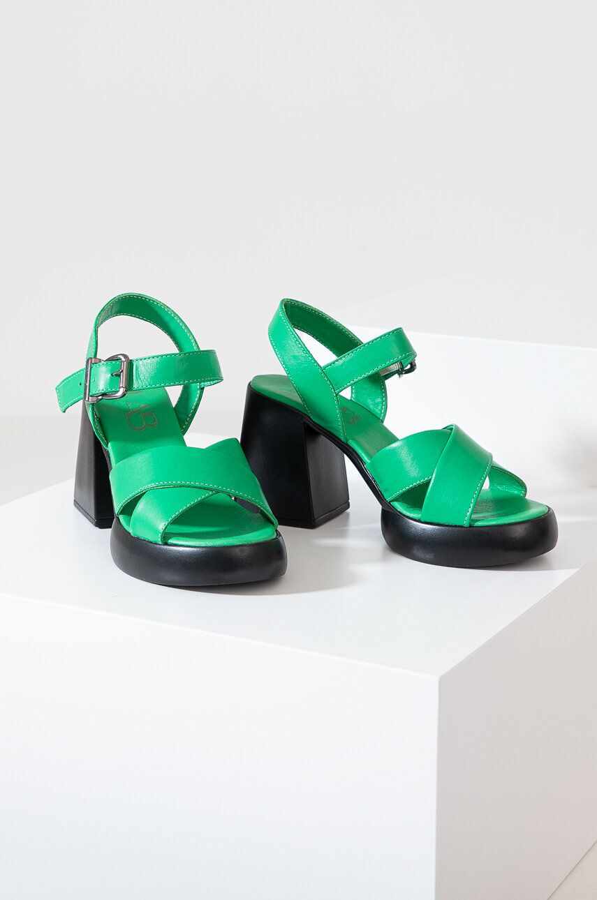 Answear Lab sandale de piele culoarea verde
