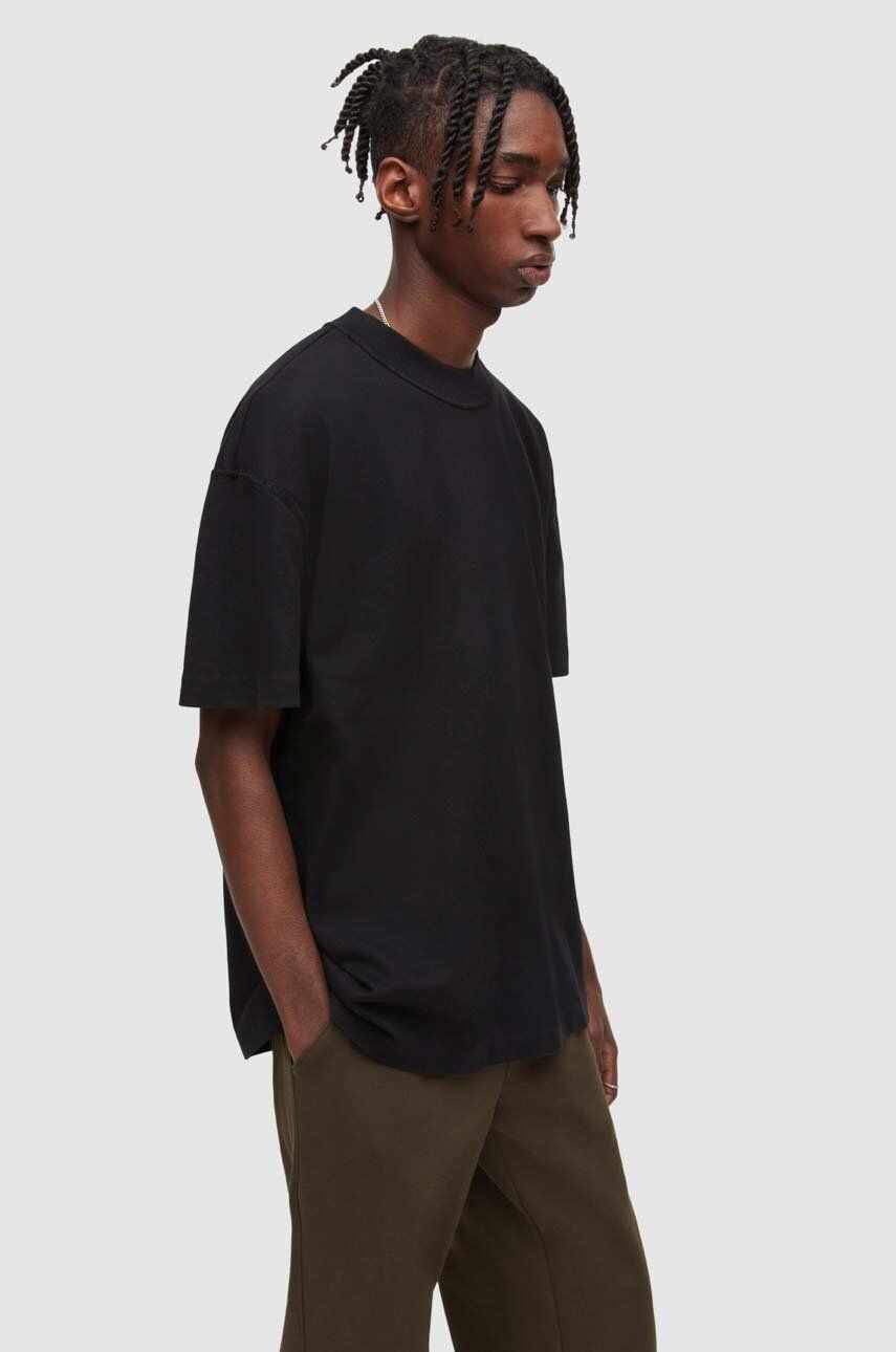 AllSaints tricou din bumbac culoarea negru, cu imprimeu