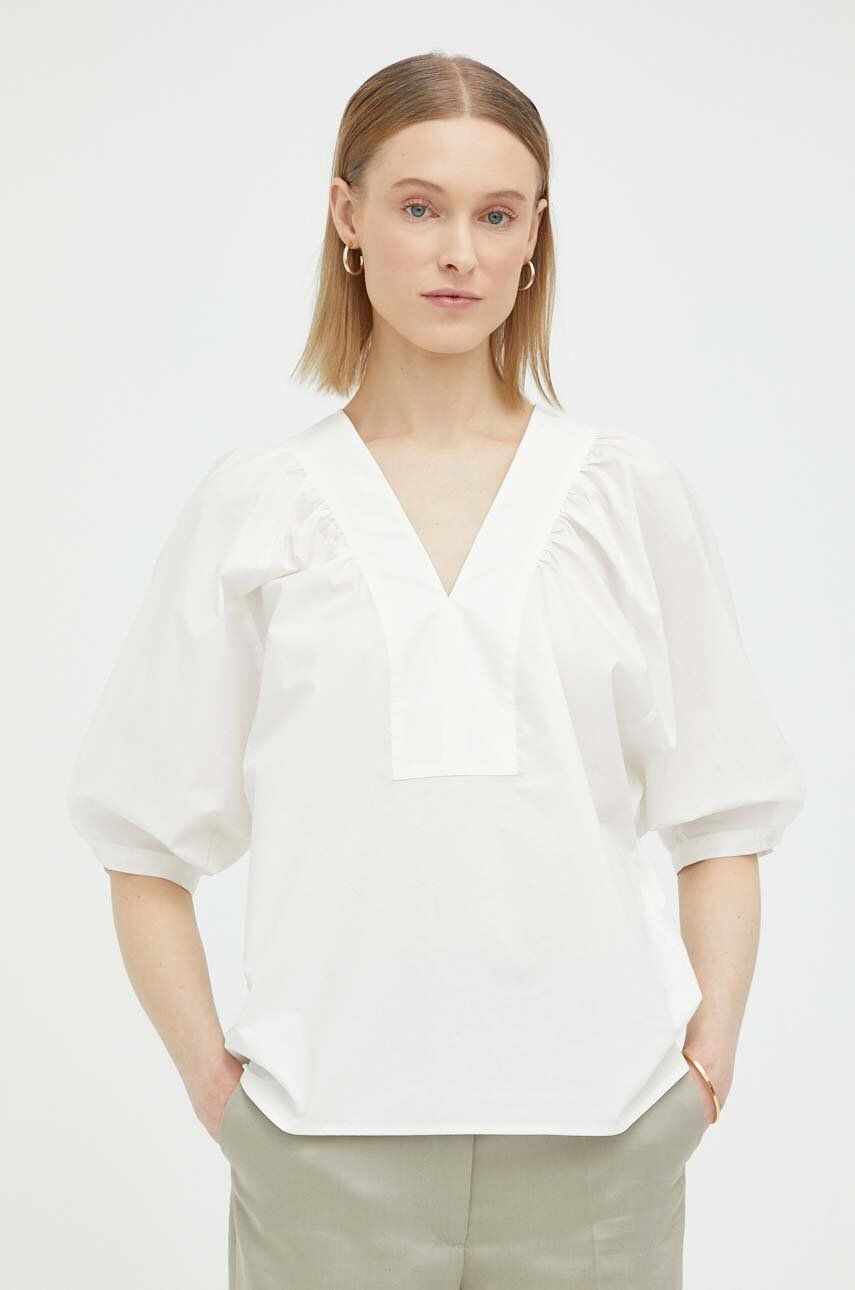 By Malene Birger bluza din bumbac femei, culoarea alb, neted